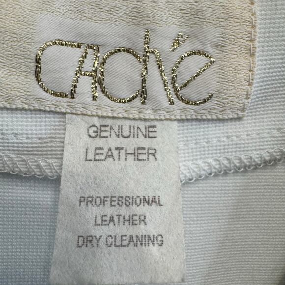 Cache Vintage White Leather Vest Full Zip Crest Gold Buttons Detail Stretch - Picture 11 of 13